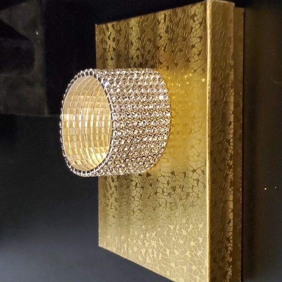 Wide Elastic Rhinestone Bracelet: Bridal Formal Special Occasion Competi… - Picture 3 of 4